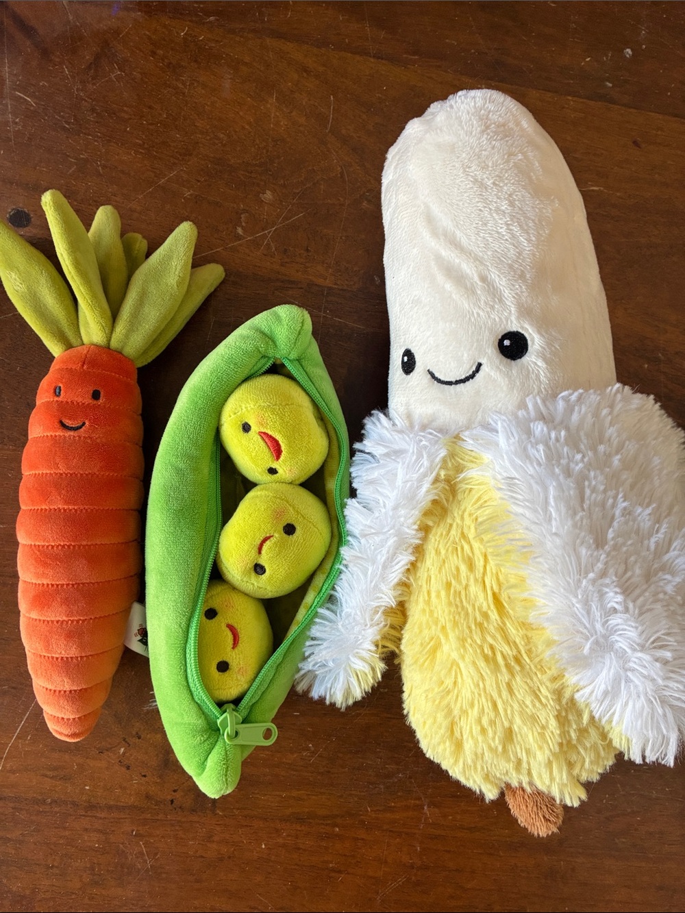 Plush Food Bundle Jellycat Squishable Disney Carrot Banana Peas in Pod Kawaii